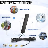 Eightwood 4G LTE Antenna 3dBi SMA Csatlakozóval, Üvegtartóval és 3 Adapterrel - GSM/3G/4G Router és Hotspot Kompatibilis, 3m Kábel 5