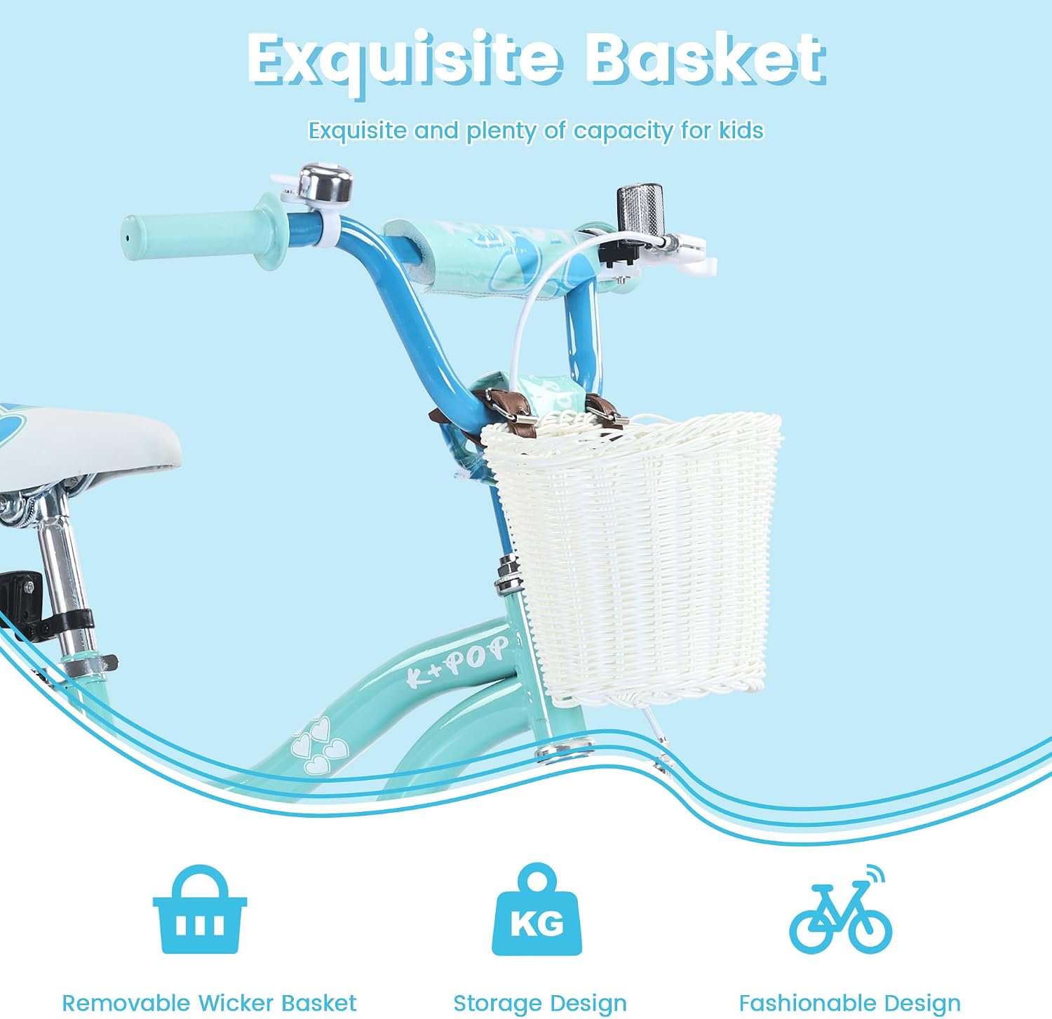 Girls Bike with Basket,Bikes for Kids 4-12 Years Old, 16 20 Inch Girl Bicycle, Cute Girl Bikes with Kickstand, Kids' Bicycles for Beginner Level Riders