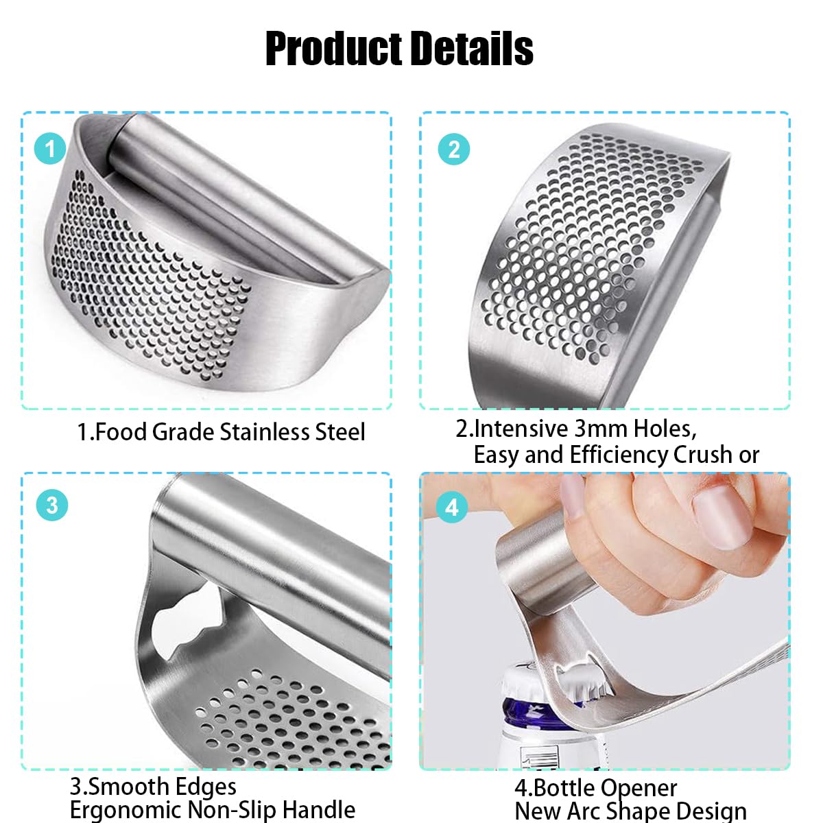 Presse-Ail Et Éplucheur En Acier Inox | 2 Pièces Avec Brosse | Design Bascule Innovant