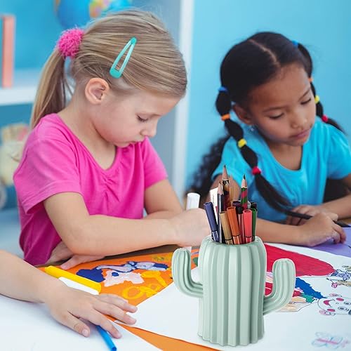 Miniatura 7 de Zonon 2 soportes para bolígrafos de cactus, contenedor de lápices de cactus, suministros de escritorio, vasos para bolígrafos, soporte para brochas