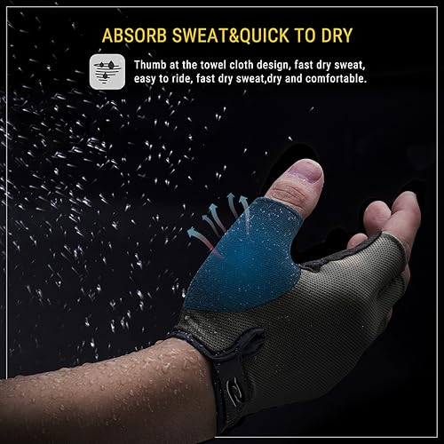Miniatura 5 de RIVBOS Guantes de ciclismo para hombres y mujeres con almohadilla antideslizante que absorbe los golpes para bicicletaentrenamientobicicleta de
