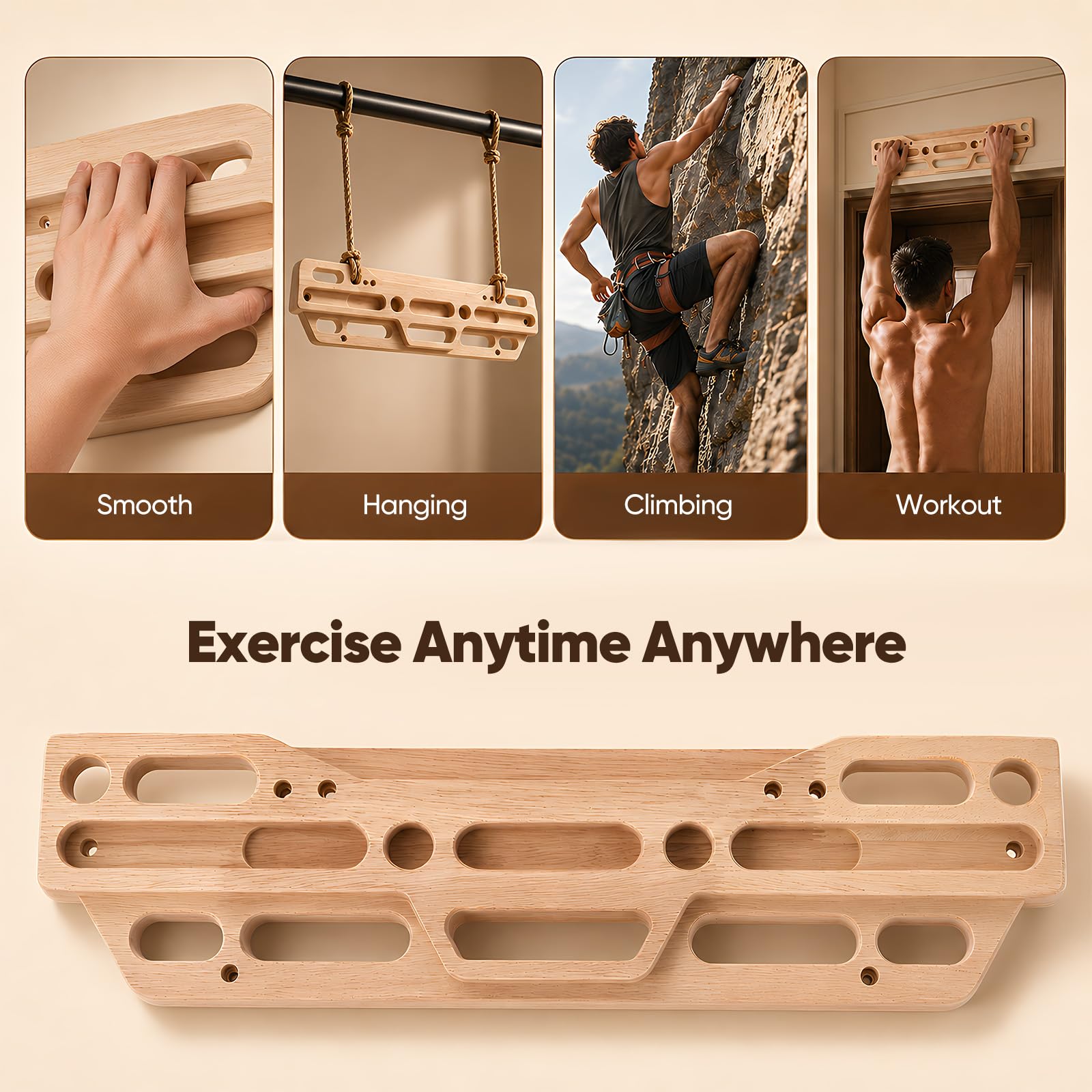 Planche d'escalade en bois avec vis, planche d'entraînement pour la maison, escalade pour améliorer la force des doigts et la force de préhension