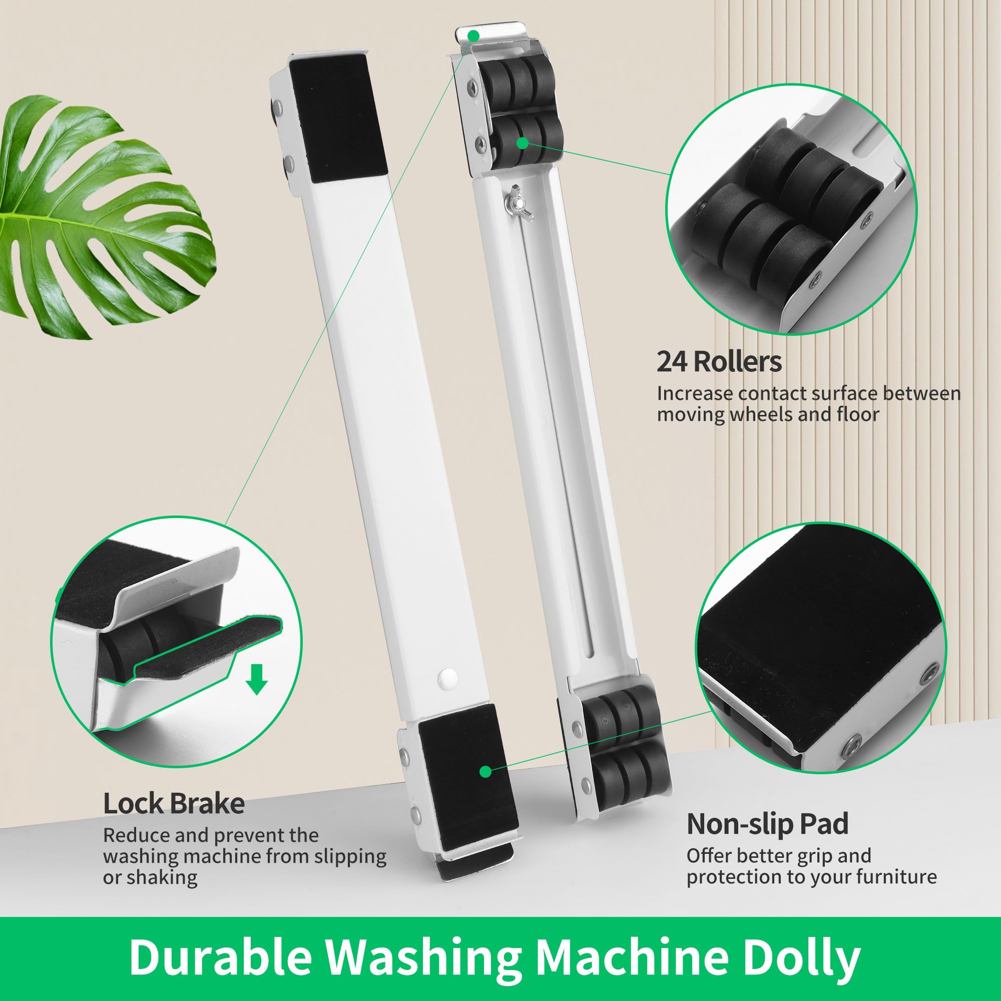 2 Stück Waschmaschinen Untergestell Höhenverstellbar - Dark Green Bis 300kg Belastbar