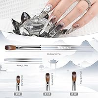 Vista 5 de Cepillo de uñas acrílicas tamaño 8, 100% puro Kolinsky cepillo de arte de uñas, mango resistente, herramientas de diseño de polvo acrílico