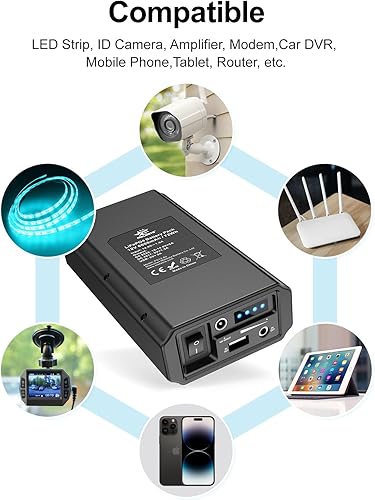 Miniatura 5 de melasta 12V LiFePO4 Battery Power Bank, 6000mAh Rechargeable Lithium ion Battery Pack with 12V 9V DC and 5V USB Output, for LED Light Strip CCTV