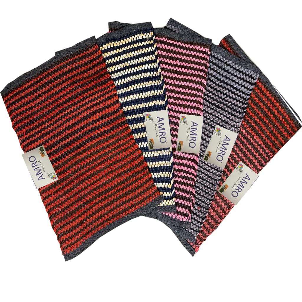 Sponsored Ad - Cotton Door Mat Bath Mat Reversible Striped Multicolour Cotton Hosiery Blend Mat Bath Mat Indoor And Outdoor Use (Multicolor, 16X24 Inch- Set Of 5-7 Day Offer, Rectangular)