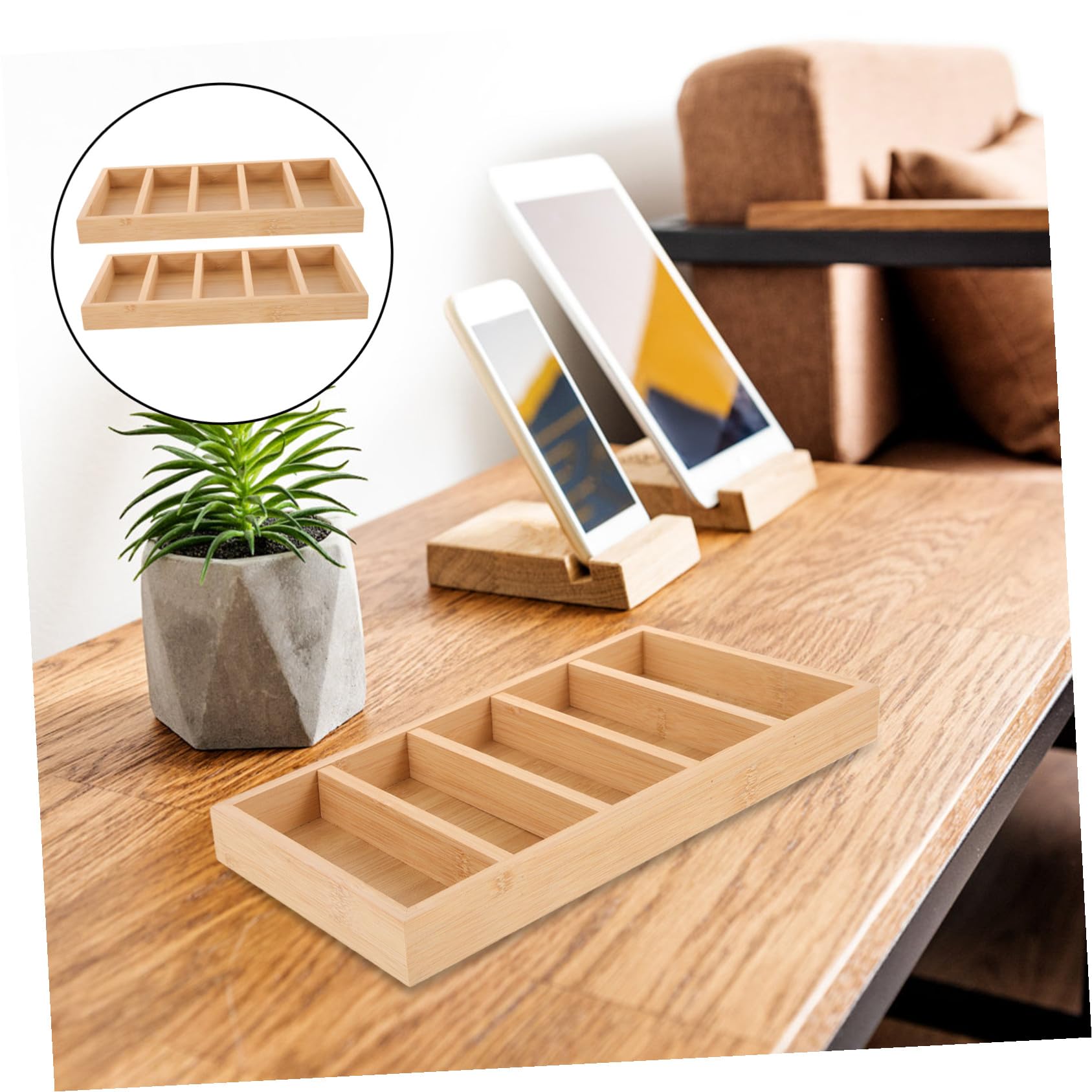 Ipetboom Organizador de Gafas de 2 Piezas 5 Compartimentos de Madera | Bandeja Khaki para Exhibición y Selección, Vitrina para Gafas de Sol en Tienda, Fiesta Verano