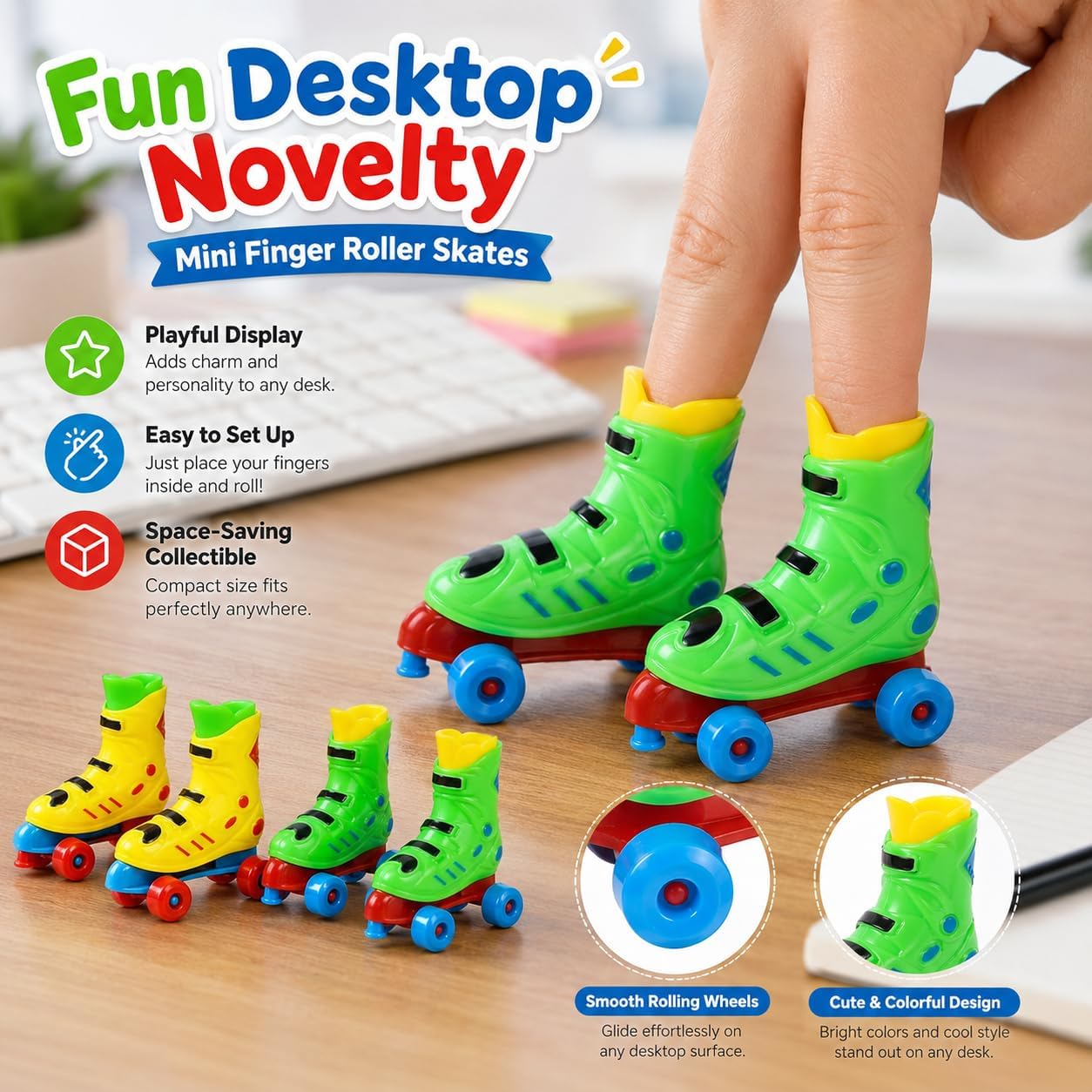 2Pcs Mini Finger Roller Skates, Random Colors, Novelty Party Favors, Great as Party Favors, Desk Decorations image 4