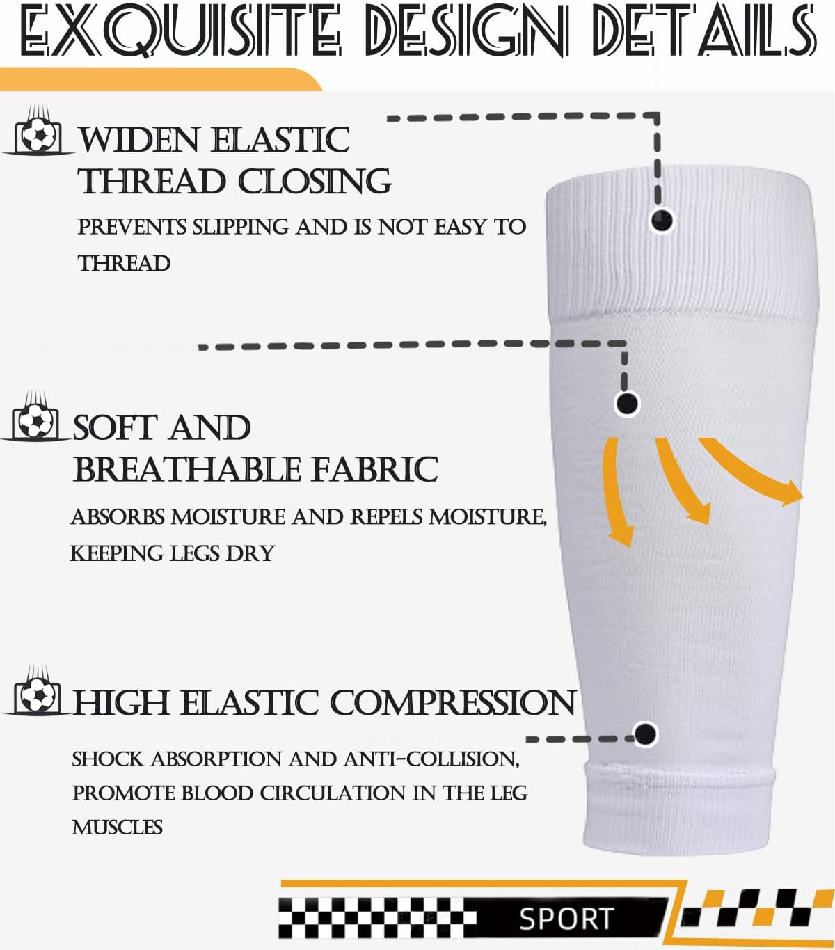 KMOLY 1 Set Kids Grip Soccer Socks and Shin Guard Sleeves for Age 7-14 Youth Boys Children Football Basketball Training