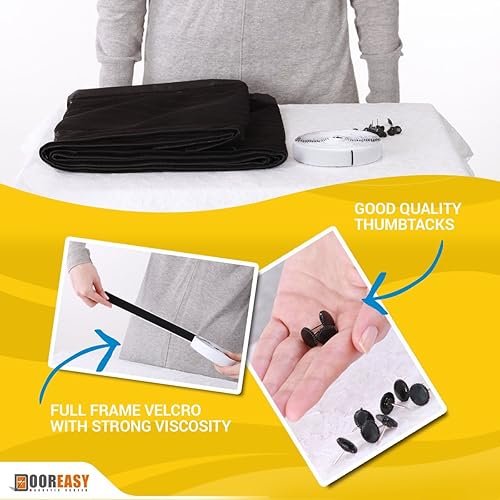 Miniatura 7 de DOOREASY Puerta mosquitera magnética, puerta mosquitera de poliéster reforzado, imanes autosellables, apta para mascotas y niños, pantalla de malla