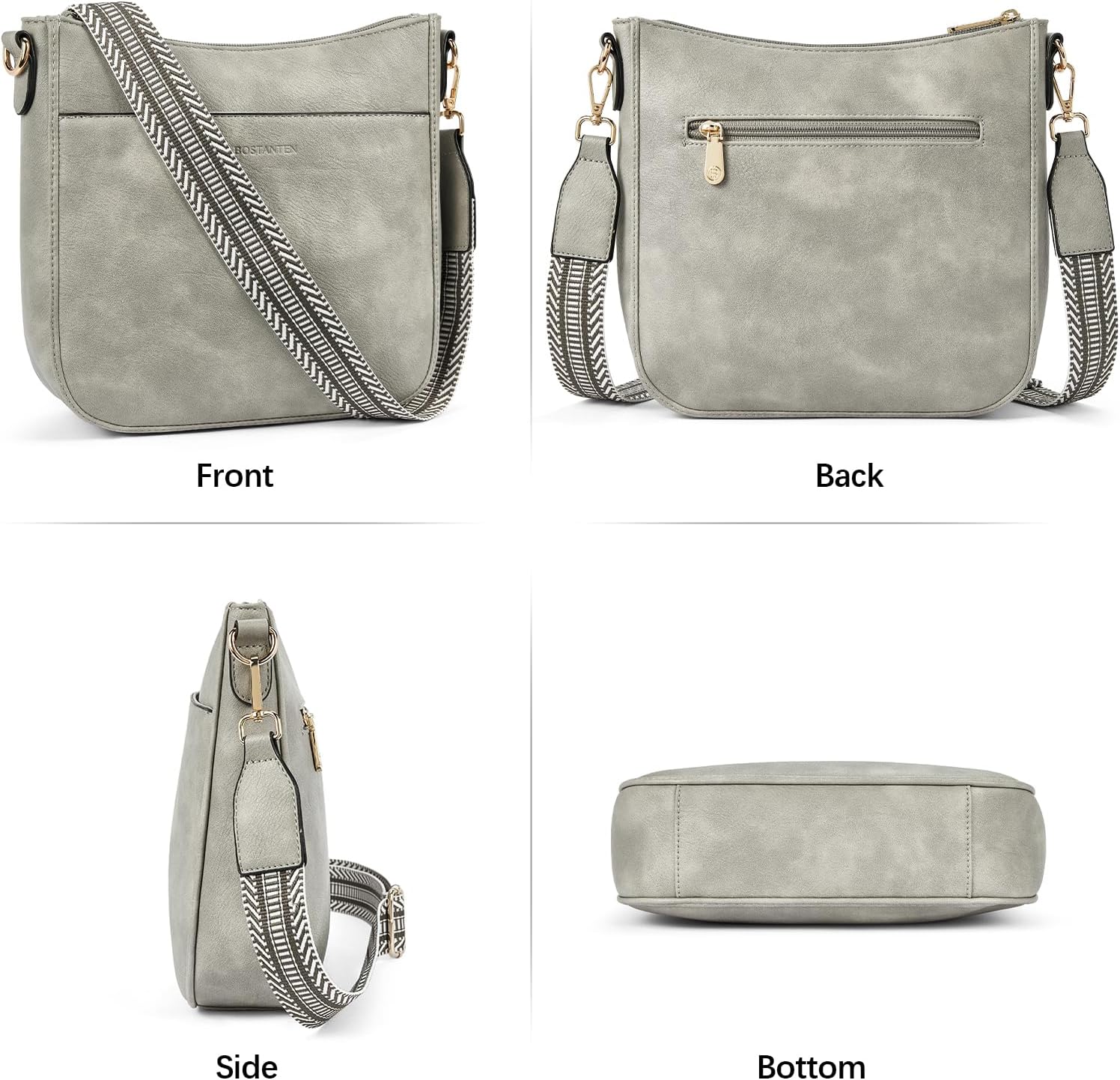 BOSTANTEN Crossbody Bags for Women Trendy Vegan Leather Hobo Purses Shoulder Handbags Wide Shoulder Strap - Image 5