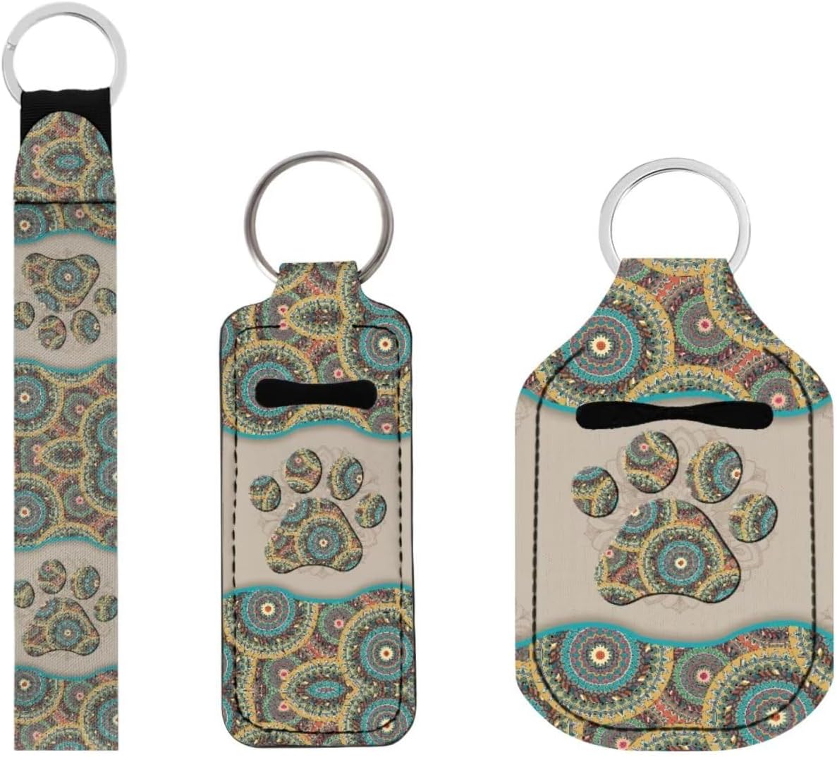 Suobstales 3 Pack Travel Bottle Keychain Holder Set Hand Sanitizer Holder With Chapstick Holder Keychain for Women Men