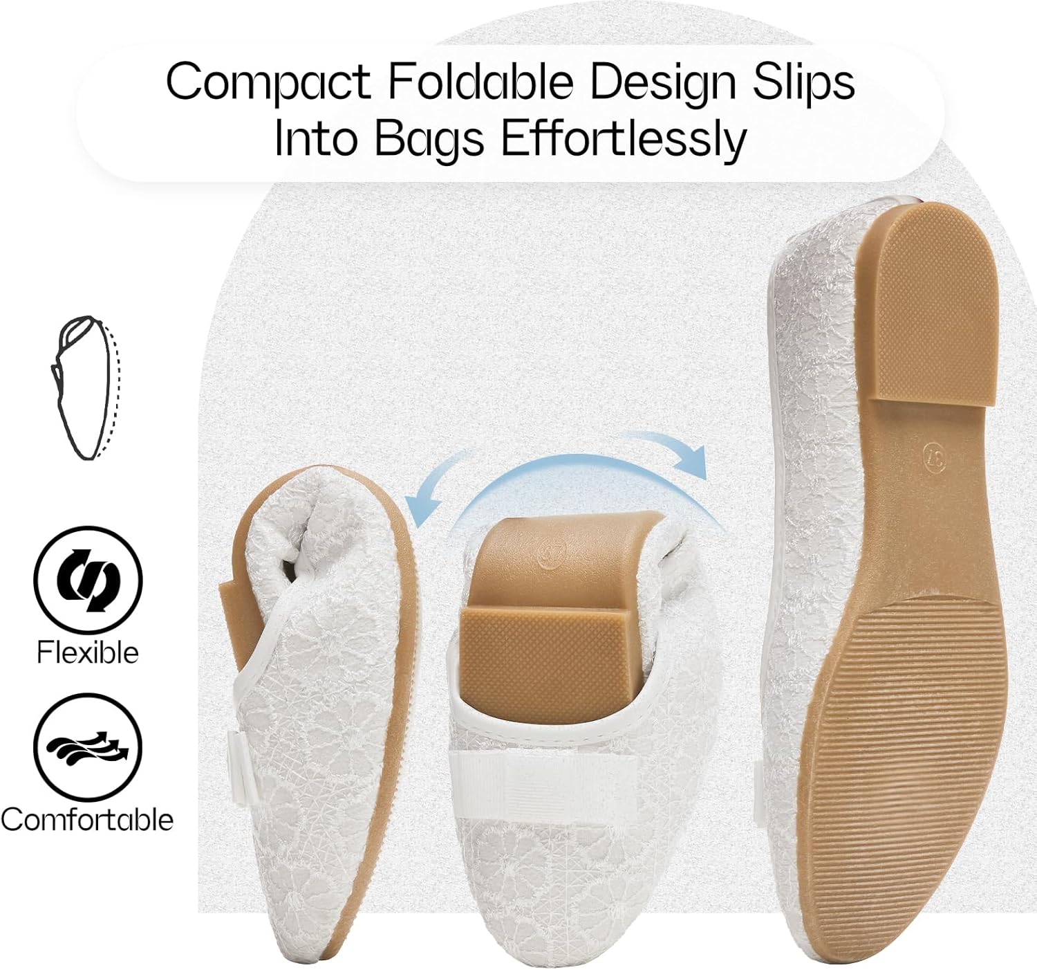 Shupua Black Flats for Women Lace Wedding Shoes Womens White Flat Dressy Comfortable Slip on Ballet Flats Shoes for Bride, Ladies, Office, Girls - Image 7