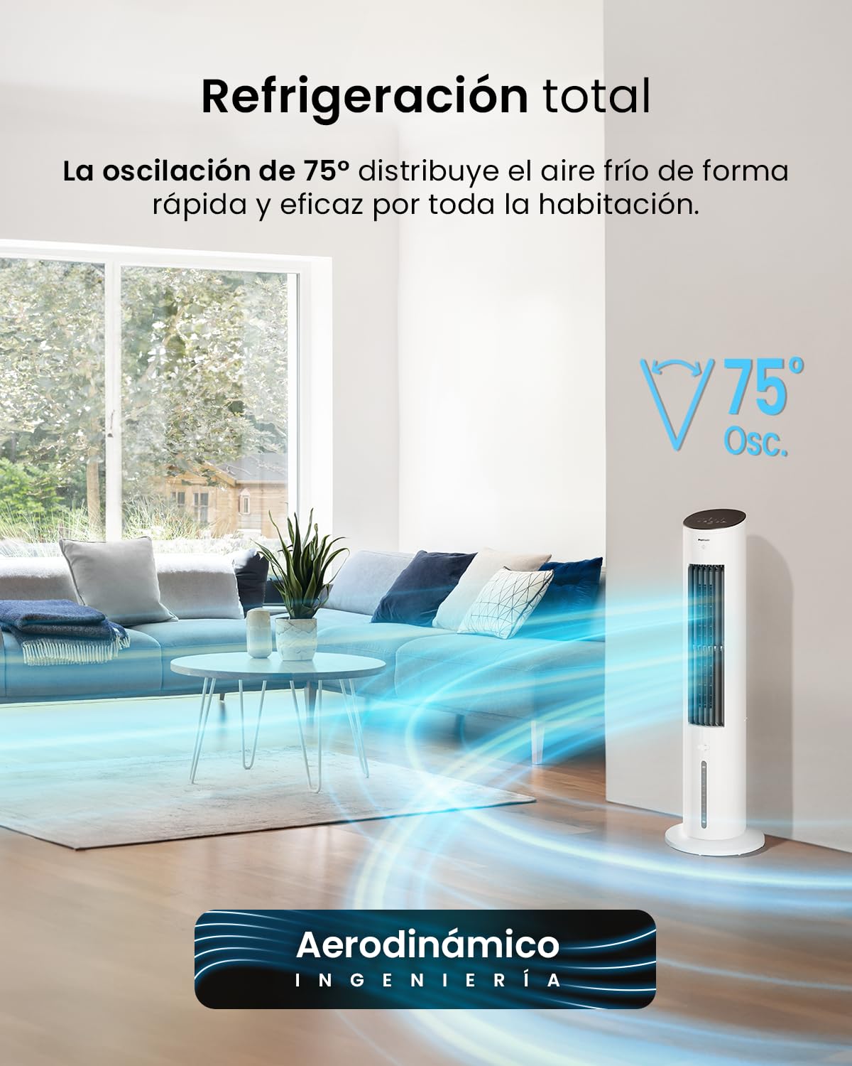 Pro Breeze OmniAir Climatizador Evaporativo Portátil 3 en 1 de 5L con Humidificación, 3 Velocidades, Temporizador 7H, Mando a Distancia y Oscilación - Enfriador de Aire Evaporativo - Blanco