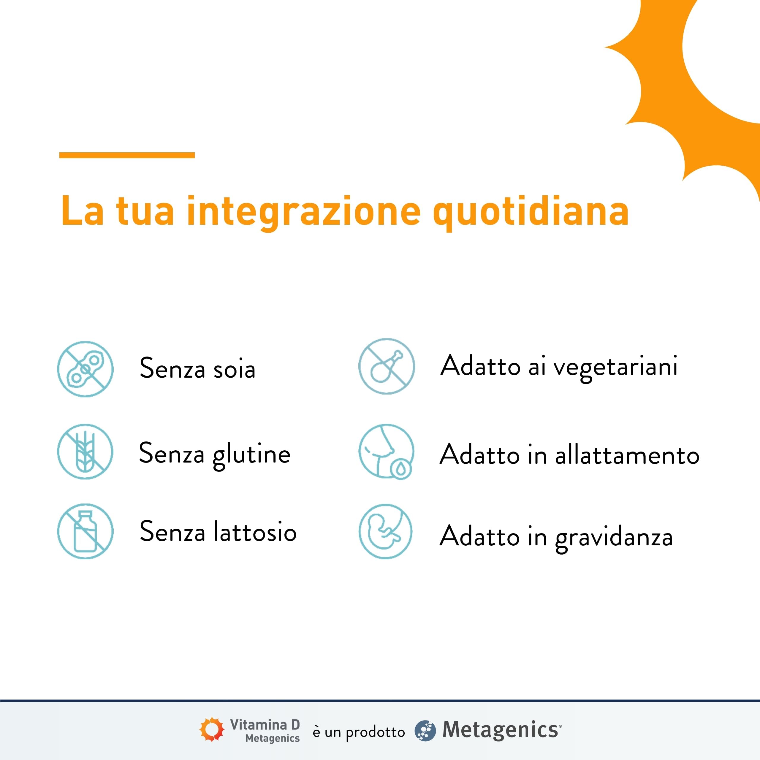Metagenics Vitamina D 1000 U.I. - Integratore Sistema Immunitario - Per la Salute delle Ossa - 168 Compresse Masticabili