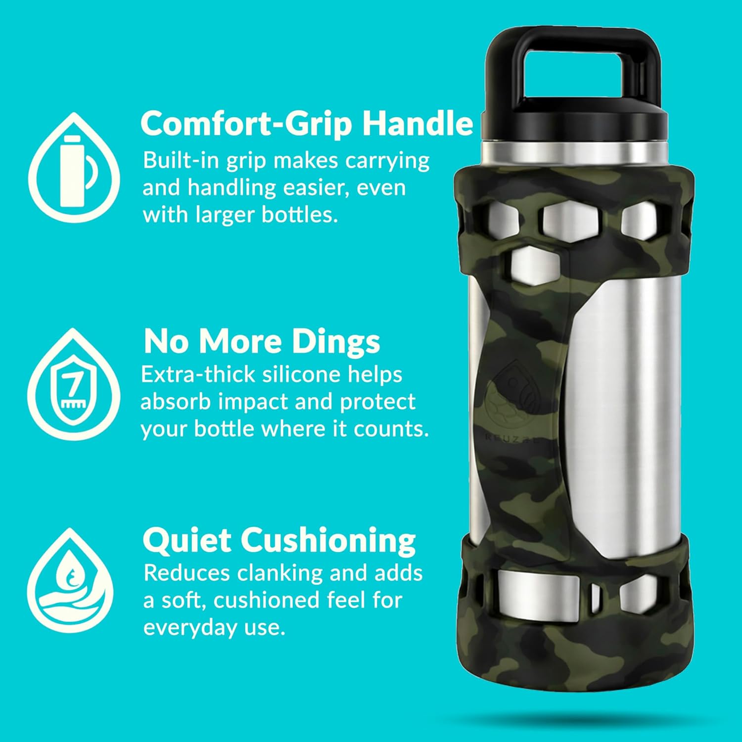 REUZBL Bottle Bumper Silicone Boot Sleeve Protector Accessories with Handle for 26 oz & 36 oz Stainless Steel Water Bottles - Image 3
