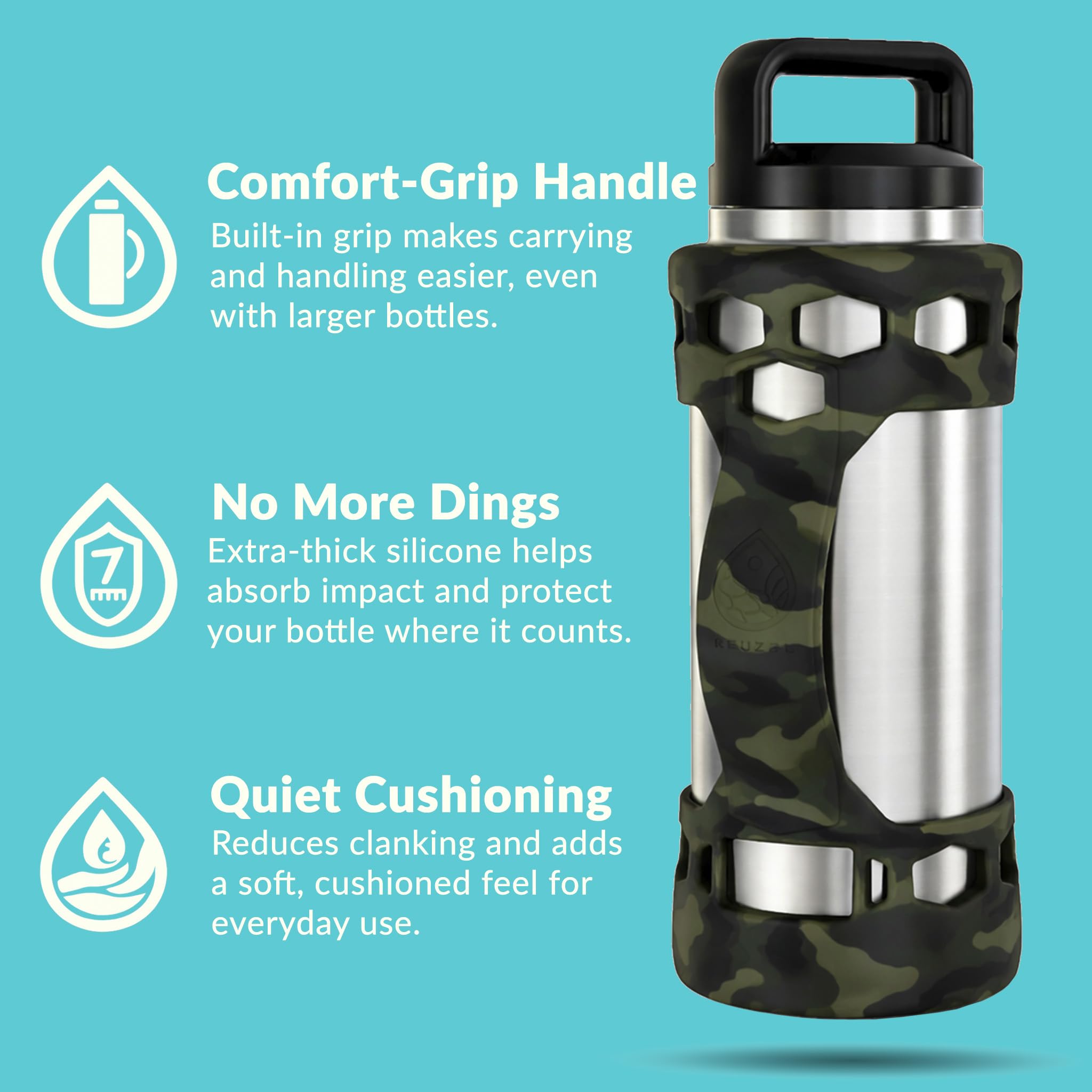 Silikonhülle für Flaschen, mit Griff, für Yeti Rambler Flask, 750 ml, 1020 ml