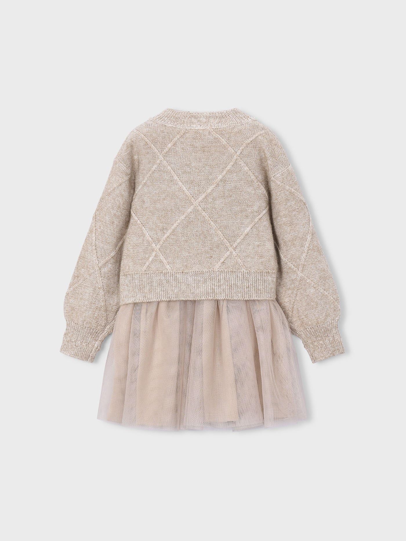 Mayoral Vestido Tricot Combinado Lazo para niña Hojaldre v
