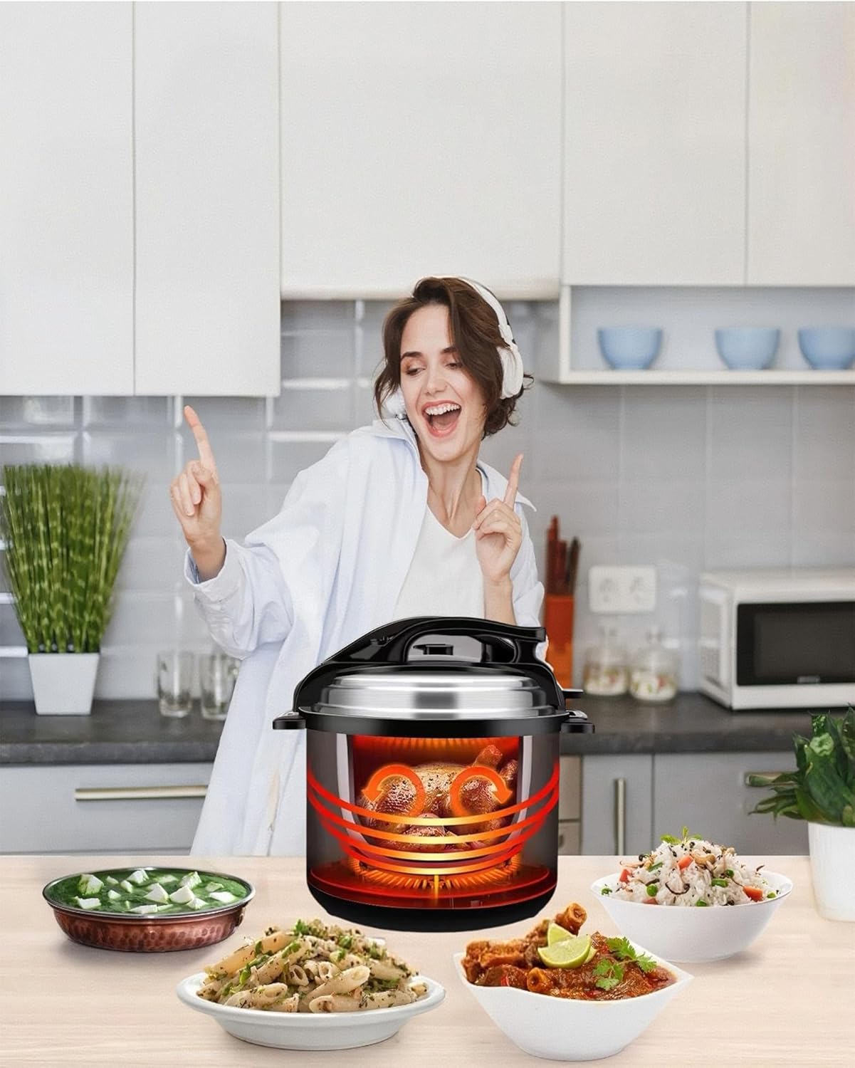 10 In 1 Electric Pressure Cooker, 5 Quart Stainless Steel Multi-Function Electric Cooker, Slow Cooker With 24-Hour Reservation Function, Suitable For Meat, Cake, Congee, Rice, etc., Black