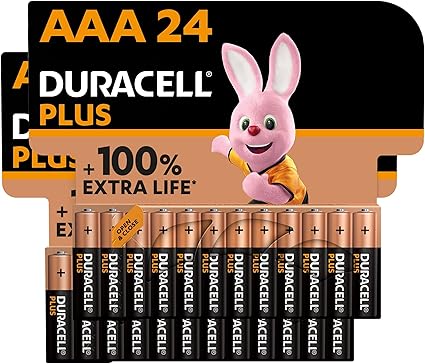 Las pilas Duracell Plus AAA vienen en un pack de 24 unidades con cierre superior de nailon para evitar fugas. Su embalaje sostenible es 100 % reciclable. Confiabilidad respaldada por su participación en la misión Apolo 11 en 1969.