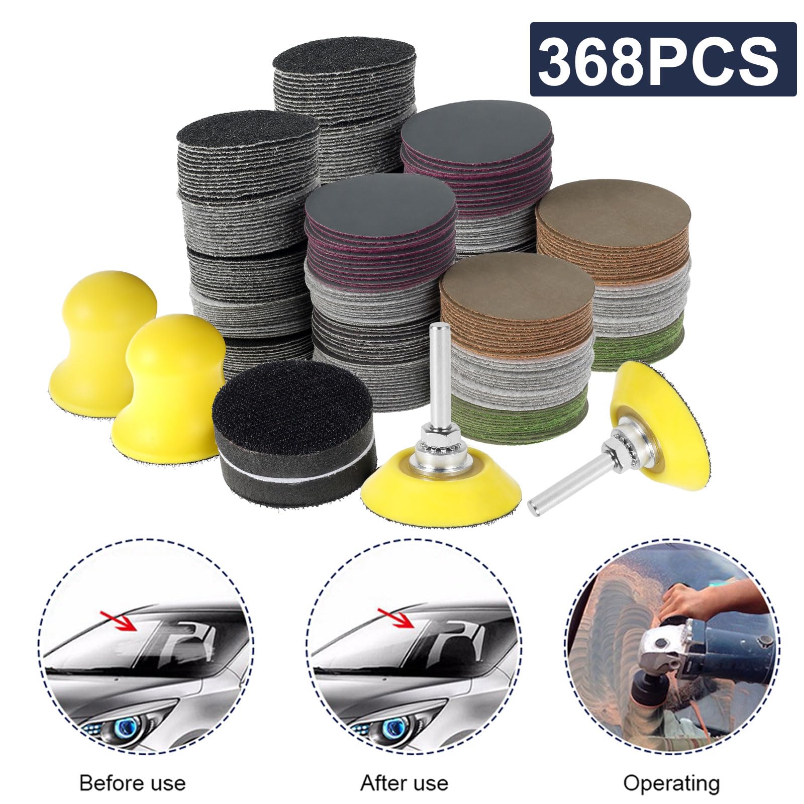 Podkładki ścierne 50 mm na mokro i na sucho, 50 mm, na rzep, ziarnistość 60/80/100/150/240/400/800/1200/2000/3000/5000/10000, okrągłe, do drewna, metalu