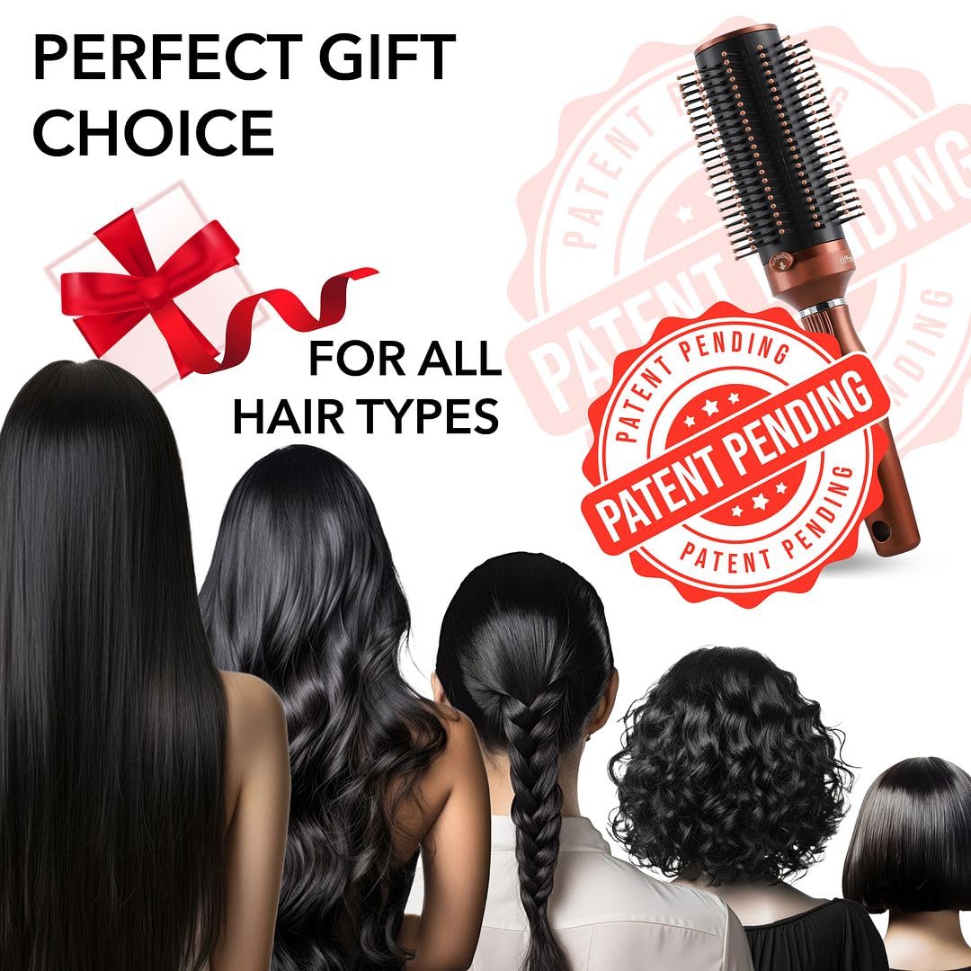 Shop LC Set of 3 Self Cleaning Hair Brush Comb - Detangler Brush Round Brush for Blow Out - Easy Clean Roller Hair Brushes Gifts for Women Men
