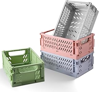 HUUSMOT 4-Pack Pastel Storage Crates, Collaps...,