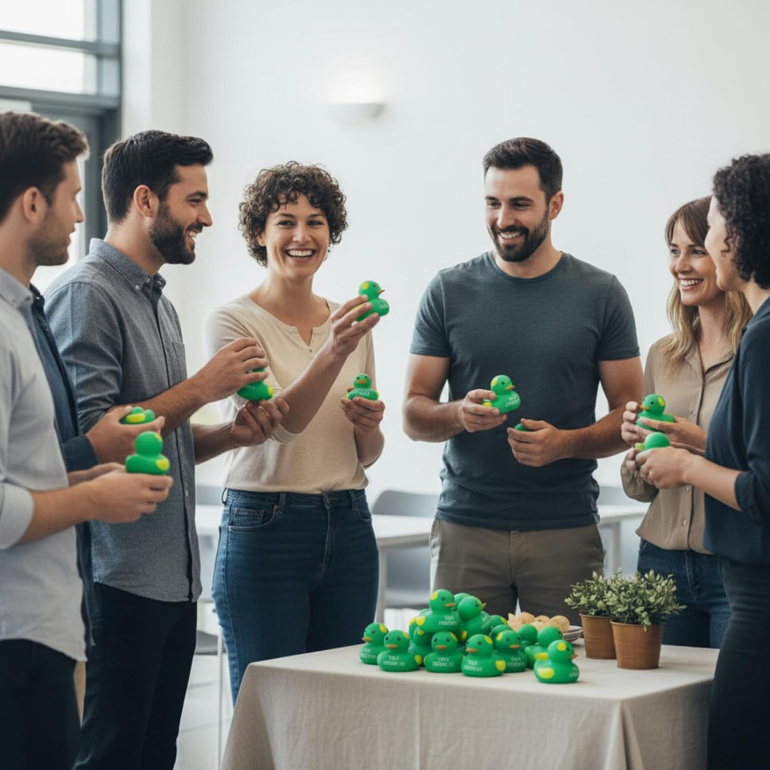 DEEKIN Mental Health Rubber Duck Bulk Green Ribbon Mental Health Awareness Items Gifts for Adults Self Care Charity Office Therapist Favors(100 Pcs)