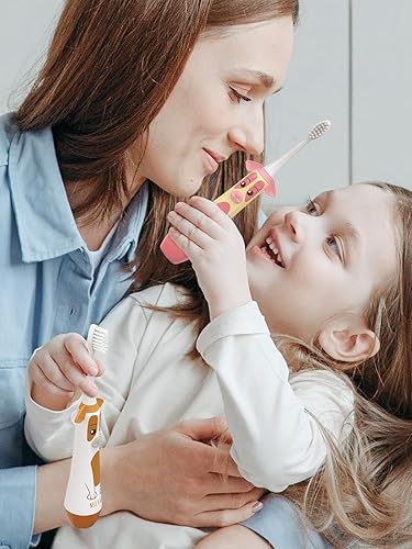 Miniatura 8 de NELL&WELL Cepillo de dientes eléctrico para niños, cepillos de dientes a batería con 2 cabezas de cerdas suaves para niños y niñas a partir de 3