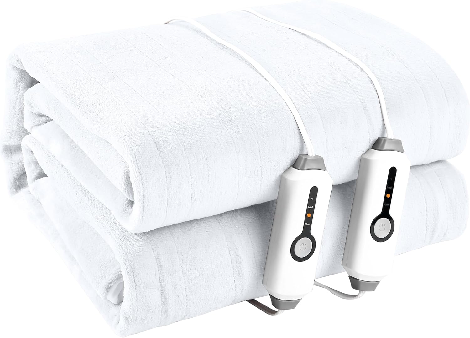 Electric Mattress Pad King Size 78"x80" with 10 Hours Auto Off 4 Heat Setting Dual Controller Fit Up to 15 Inch Deep Pocket, Machine Washable - White