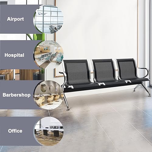 Miniatura 5 de Silla de recepción, sillas de invitados, muebles de oficina, asiento de banco de recepción para aeropuerto, banco, hospital, escuela, barbería