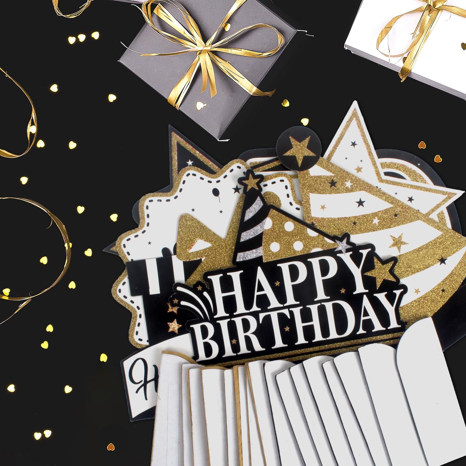 Happy 60th Birthday Decorations,60th Bday Gold Glitter Shiny Stand Honeycomb Table Centerpieces - Cheers to Sixty Years Old Birthday Party Photoprop Gift Sign. image 4