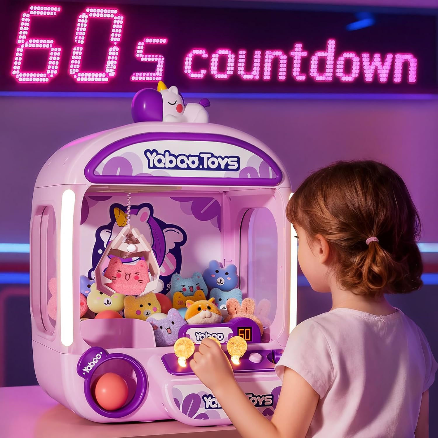 Large Claw Machine for Kids, Unicorns Claw Machine Toys with Sound Lights, Birthday Party Gift for 5 6 7 8 9 10 Year Old Boys Girls, Candy and Prize Electronic Dispenser Game Ages 5-7 4-8