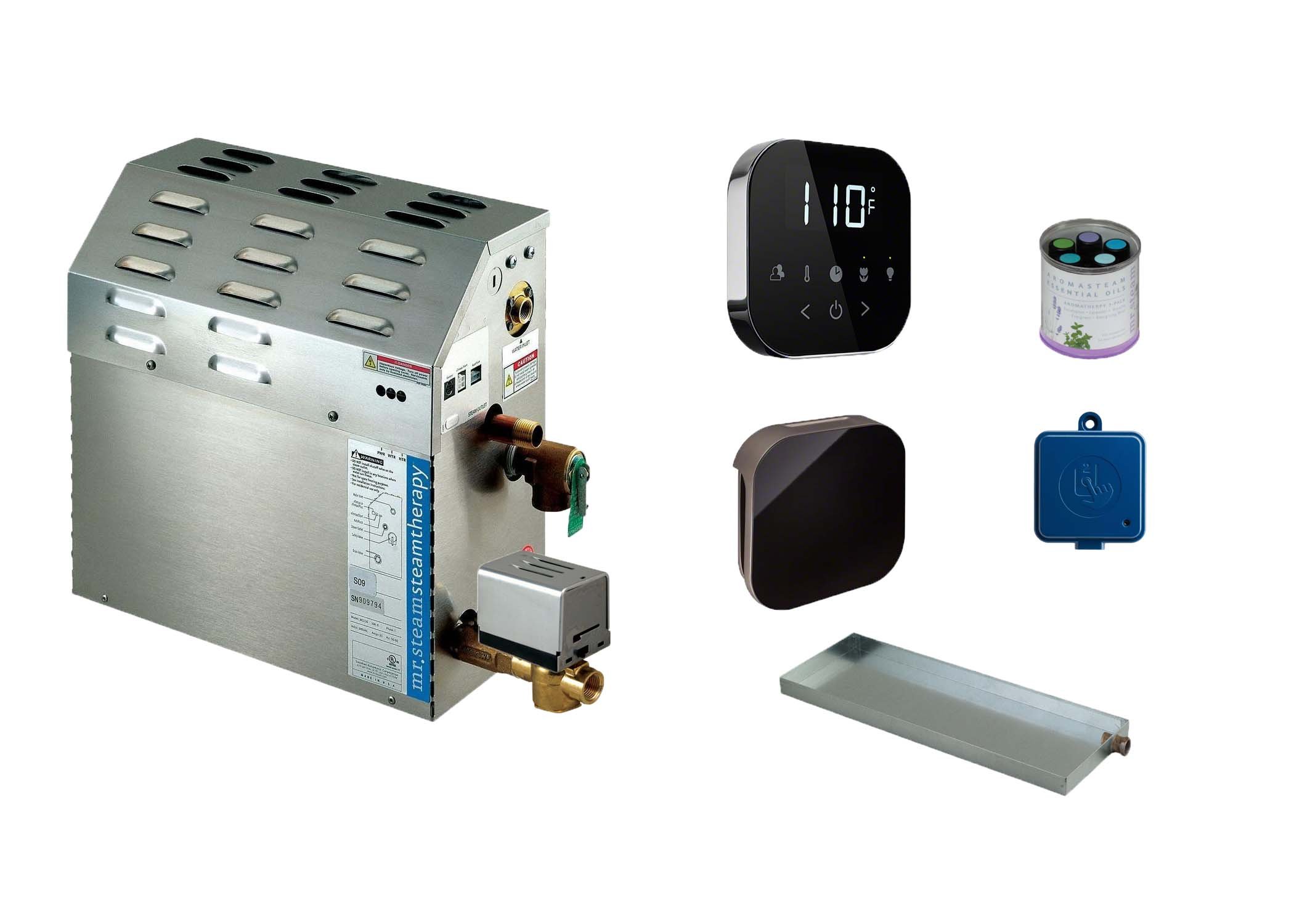 Mr Steam MS-Super3-EC1 15 KW Steam Bath Generator with Air Butler Package in Black - Free Aromatherapy Sampler Included