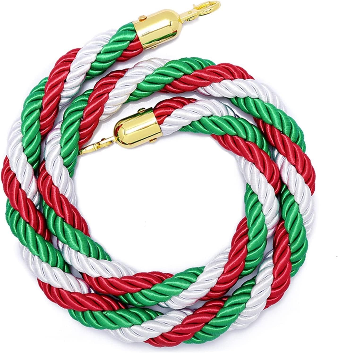 Hanging Rope Barrier Posts Line 5ft Hemp Stanchion Rope with Stainless Steel Hooks, Queue Rope Barrier for Wedding Filmroom (A)