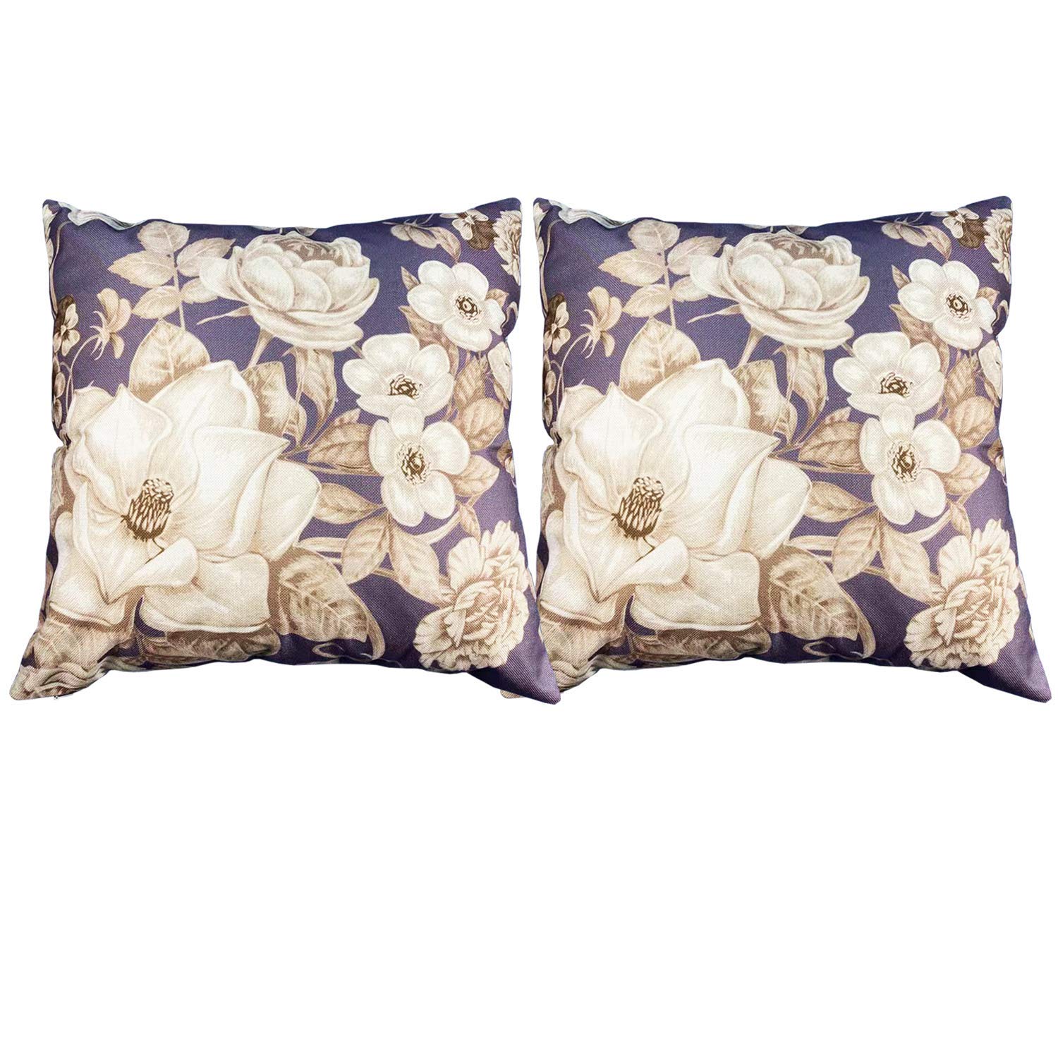 Magnolia Roses Flowers Vintage Pattern Pillow Covers 18x18 inch Set of 2 for Valentines Day Wedding Anniversary Wedding Home Office Car Couch Sofa Bed Decor