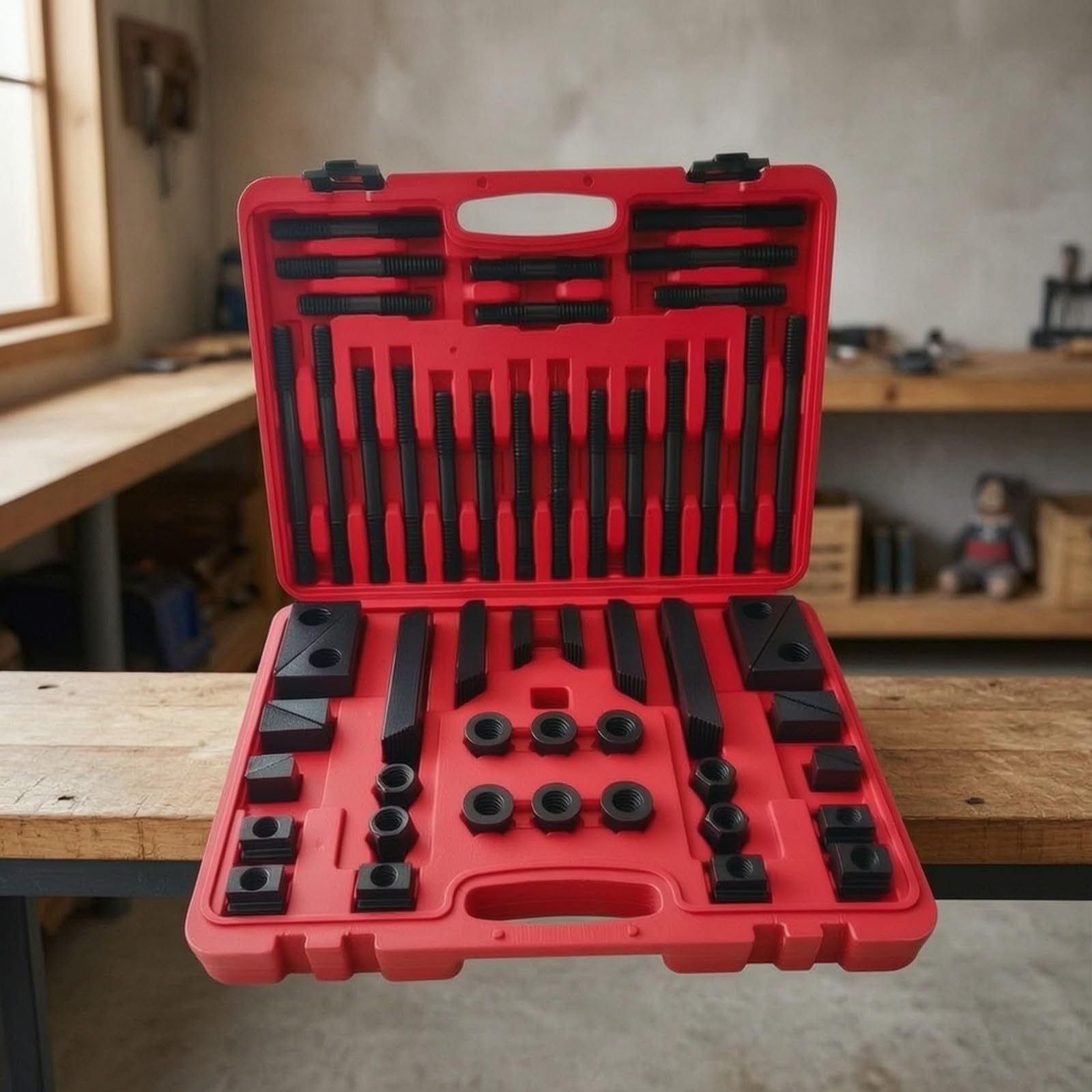 Harilla 58 Stück stabil Fräsmaschinen-Spannsatz | Tragbar Systemkoff, CNC-Spannset, hochpräzise, Spannzange, für Metallbearbeitung, Wkstatt, Heimwk,
