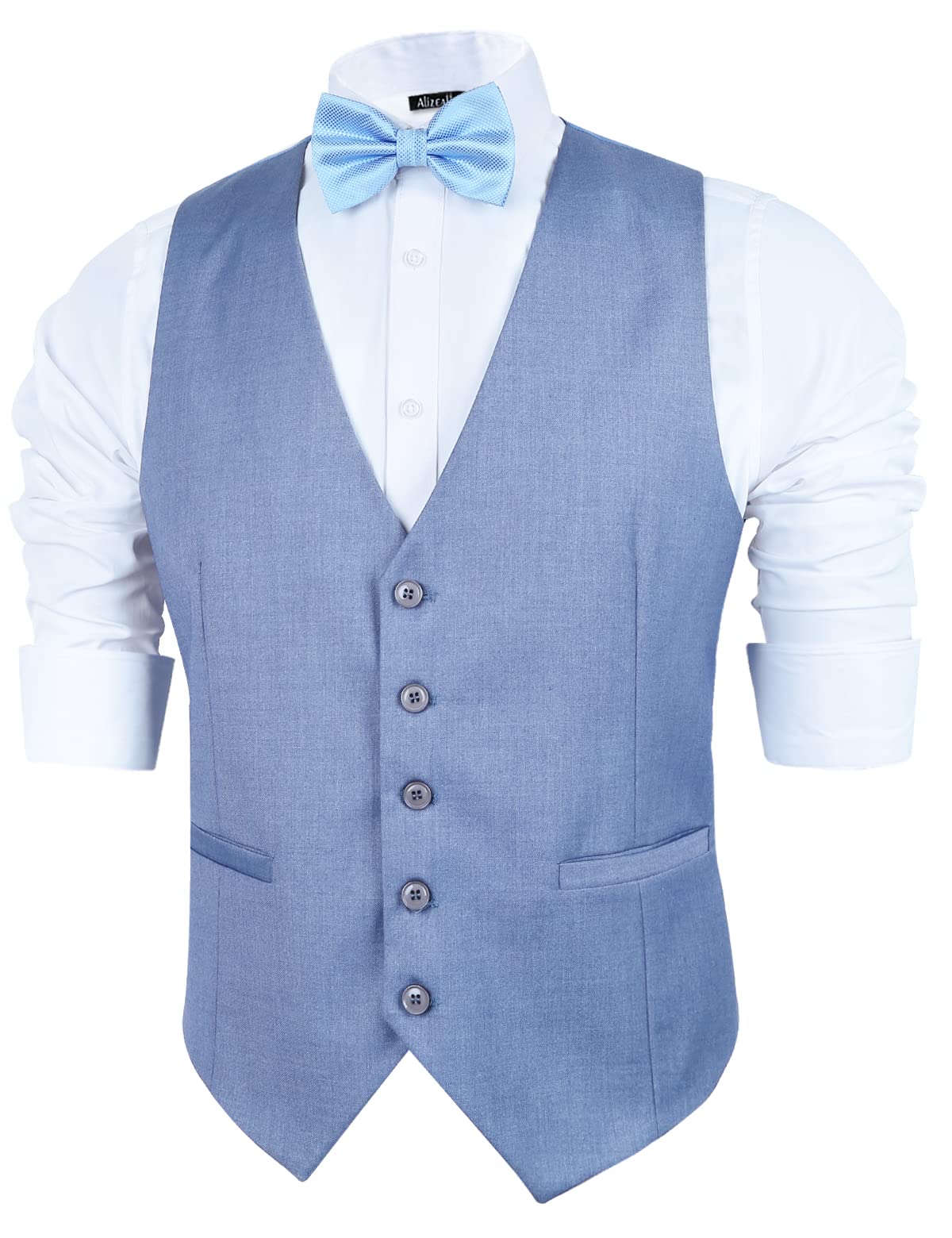 Alizeal Mens Classico Tinta unita Vestito Da Affari Gilet Vestibilità Regolare Smoking Gilet