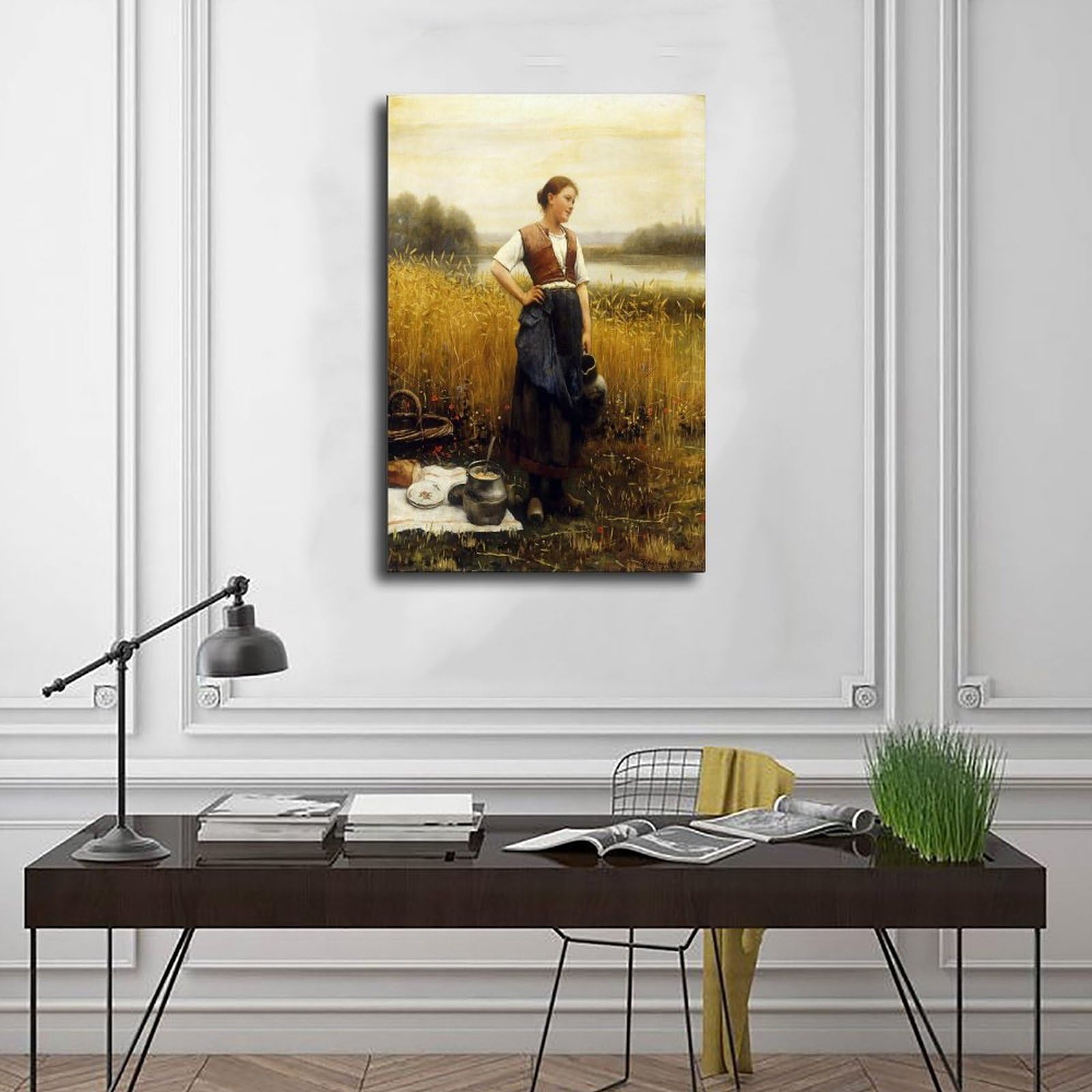ANFOTCM Daniel Ridgway Knight, obiad żniwa, artystyczna dekoracja ścienna plakat rodzinny bar restauracja garaż kawiarnia sztuka znak prezent 50 x 75 cm
