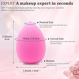 12 Pieces Professional Makeup Sponge Set,Latex Free Flawless Soft Setting Face Puffs,Beauty Sponge Blender Cosmetic Applicator for Powder,Liquid,Facial Makeup Tools