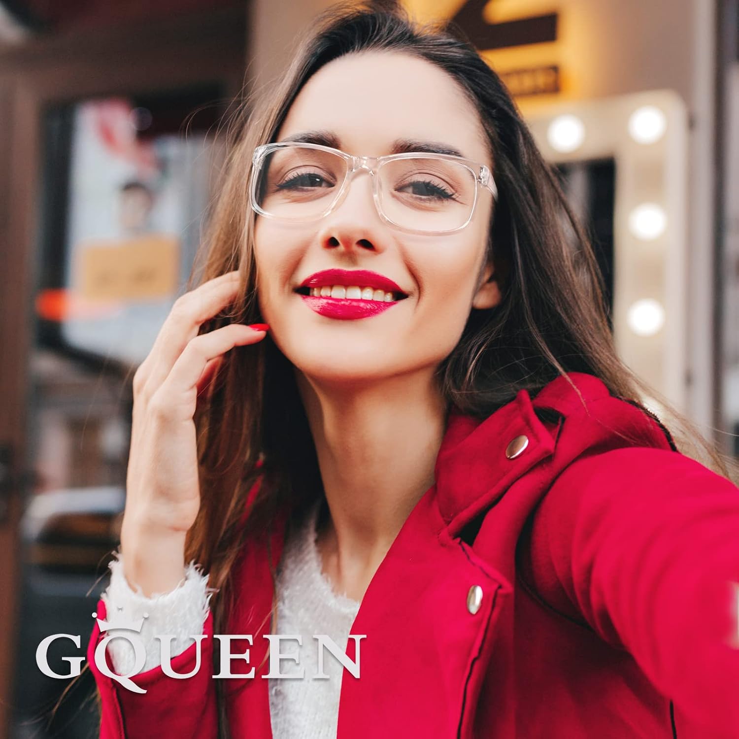 GQUEEN Fake Clear Glasses Non Prescription Glasses Eyeglasses Rectangular Frame, 201512