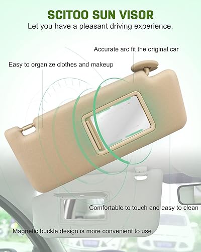 Miniatura 174 de SCITOO Visera solar para automóvil con espejo apto para 2010-2015 para CX-9 gris con techo solar (lado izquierdo del conductor)