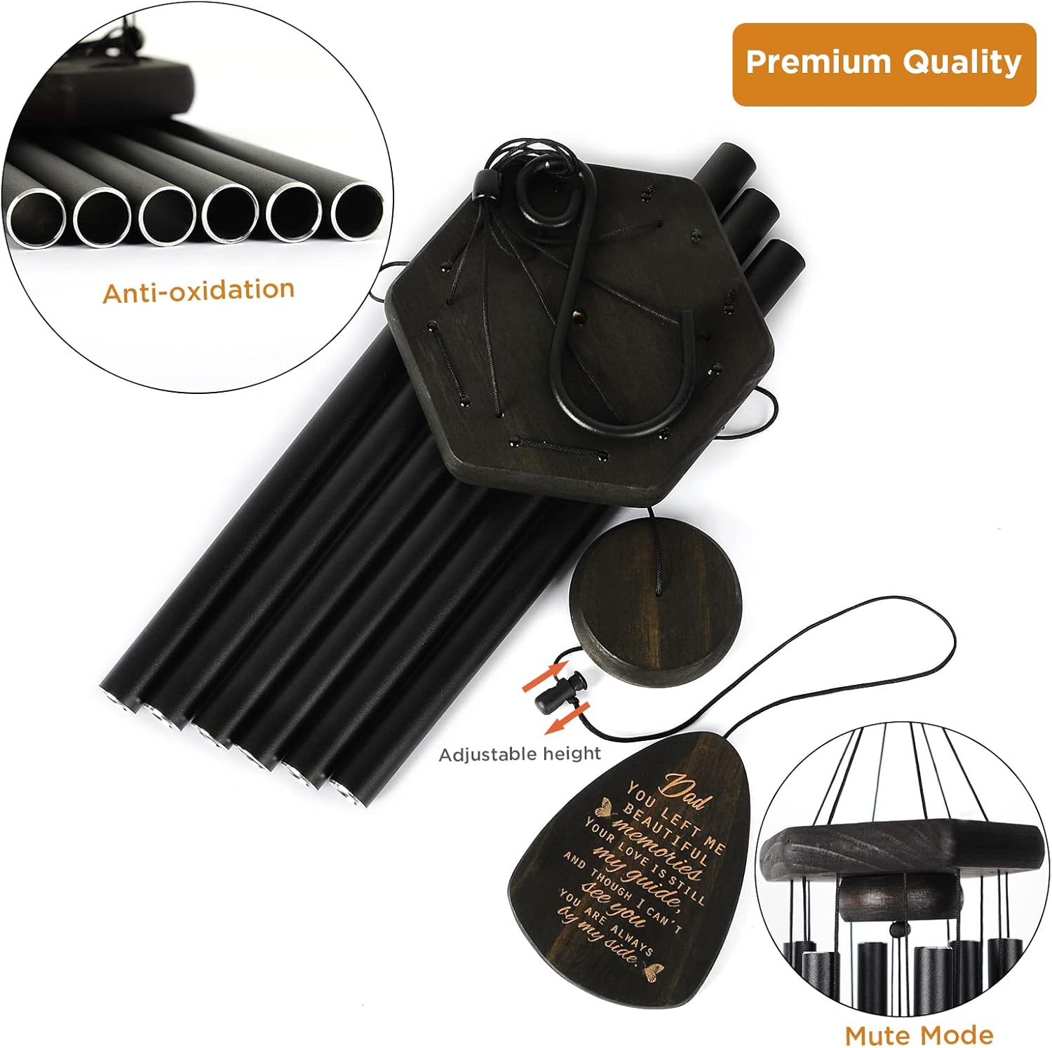 Sympathy Gifts for Loss of Dad 32" Memorial Wind Chimes for Loss of Father Bereavement Condolence Gifts Sympathy Windchimes in Memory of Father Dad Papa Butterfly Wind Chime with Cardinal Card - Image 6