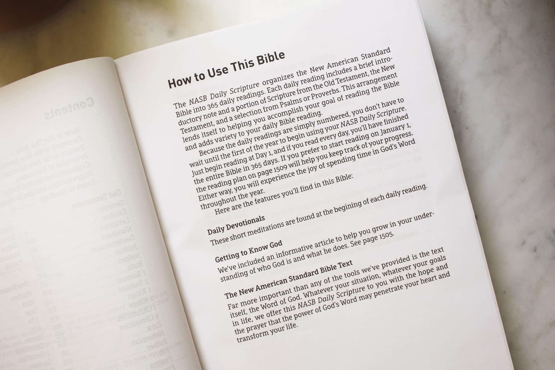 NASB, Daily Scripture, Paperback, White/Olive, 1995 Text, Comfort Print: 365 Days to Read Through the Whole Bible in a Year