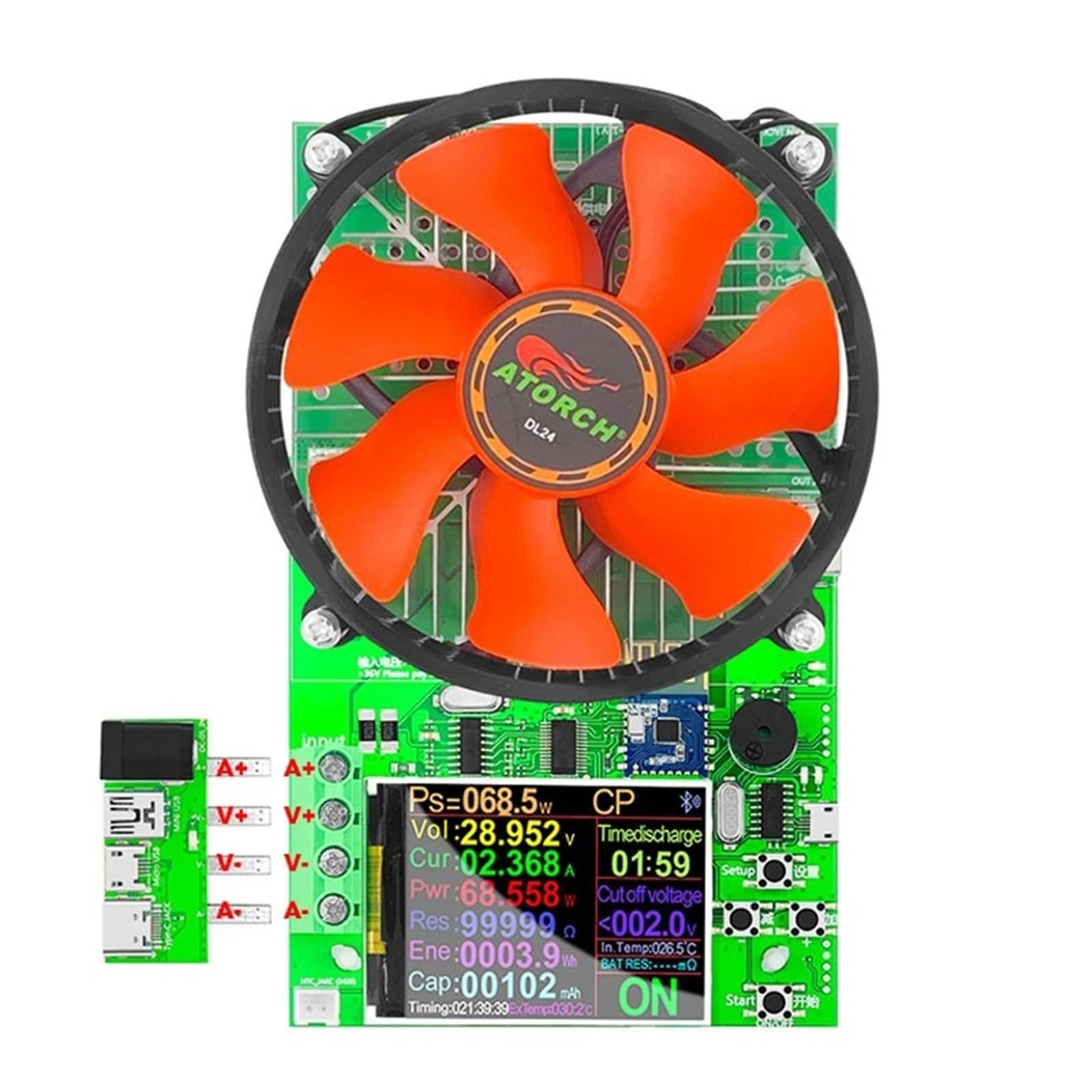 Elektroniczny tester obciążenia, Tester USB o mocy 150 W i napięciu 20 A. Elektroniczny monitor pojemności baterii litowej. Zasilanie miernika rozładowania