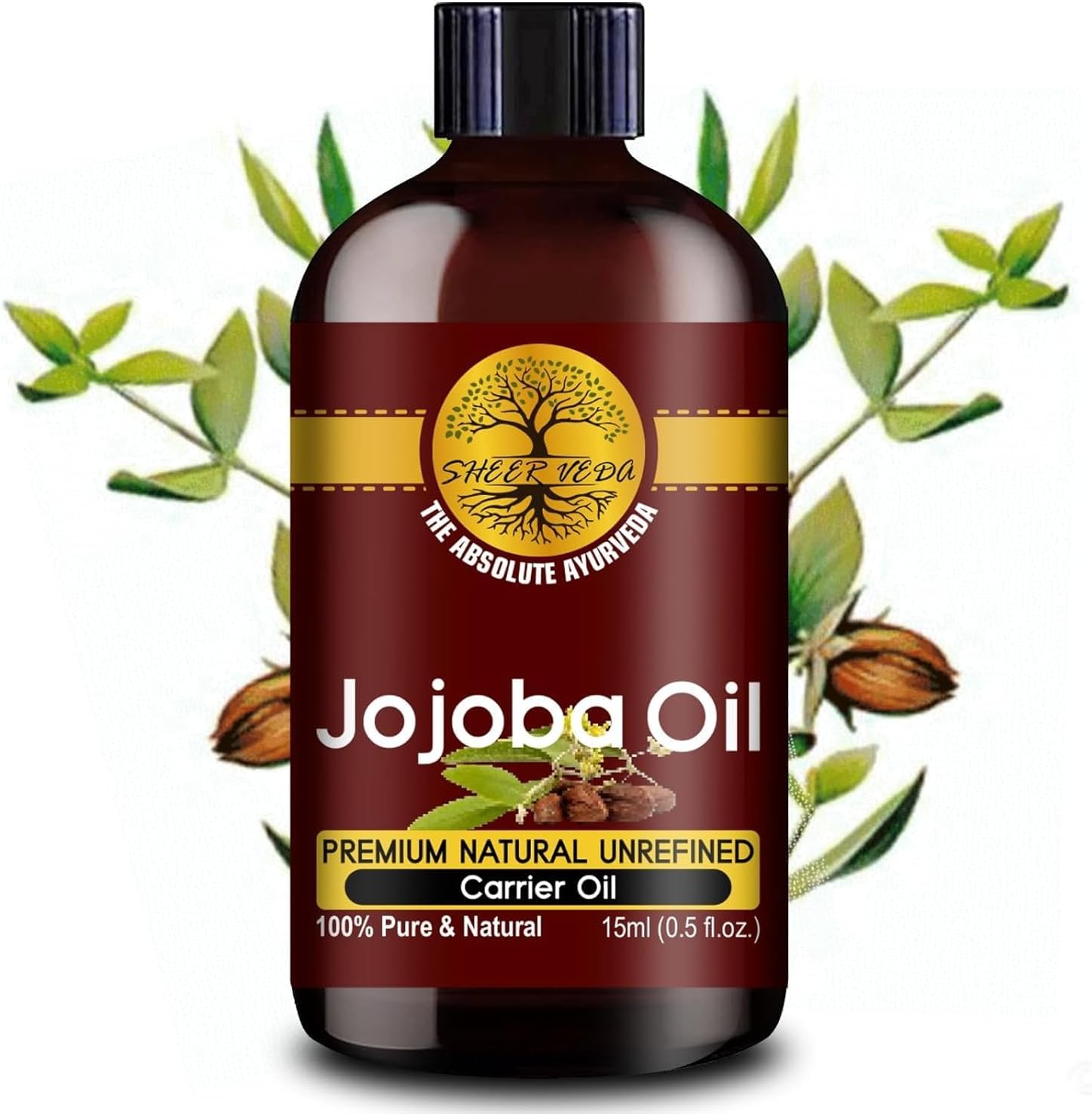 Pure and Organic Jojoba oil for Hair Skin and Body (15 ml (Pack of 1))