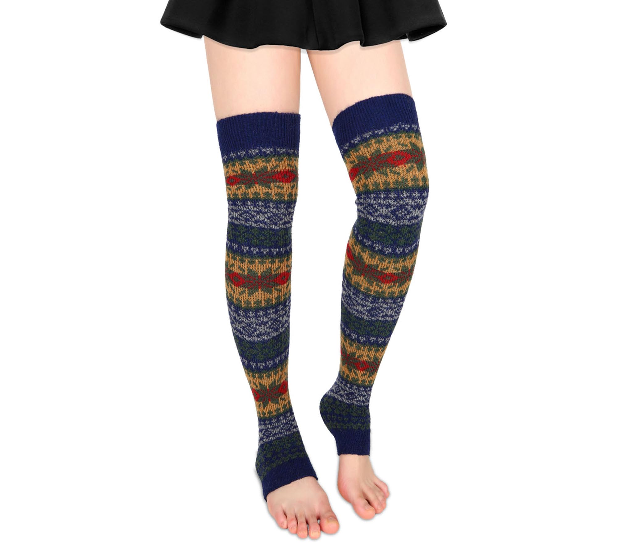 Benefeet Sox Womens Wool Leg Warmers Vintage Pattern Thigh High Leg Warmer | Retro Warm Leg Warmers for Winter, Footless Knee High Boot Cuffs, 1 Pack