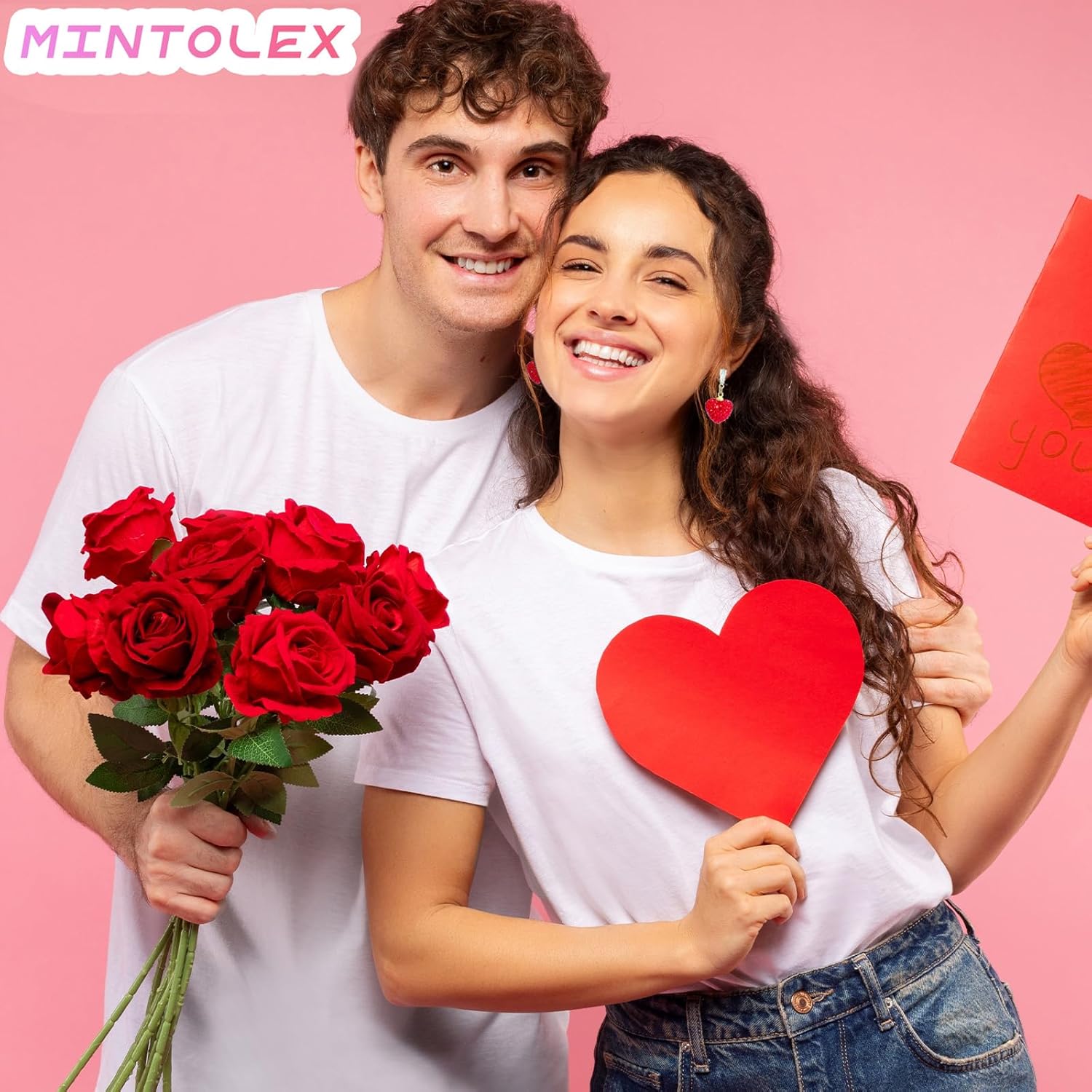 Red Heart Earrings for Women Sparkly Rhinestone Valentines Earrings Love Heart Earring Dangling Valentine Gifts for Her Wife Girlfriend Holiday Outfit Accessories - Image 4