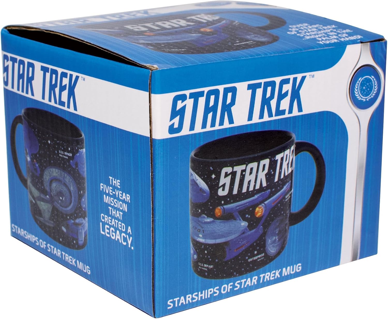 The Unemployed Philosophers Guild Starships of Star Trek Coffee Mug - Different Iconic Ships From Across the Ages - Comes in a Fun Gift Box, 14 oz