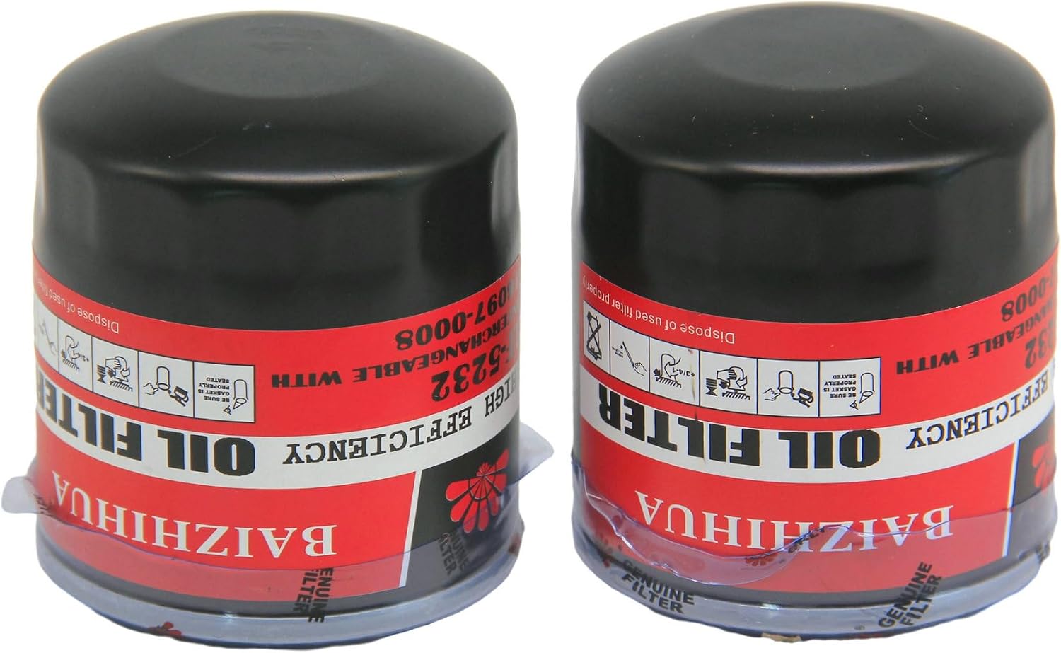 2-PACK 5232 Oil Filter Replace 16097-0008, 16097-0007 Fits Kawasaki Ninja 400 650 300 500 zx6r z650 Vulcan 900 1500 1700 2000 800 650 750 Versys 650 X300 1000 w800 Prairie 400 300 Bayou 400 z900 z1000
